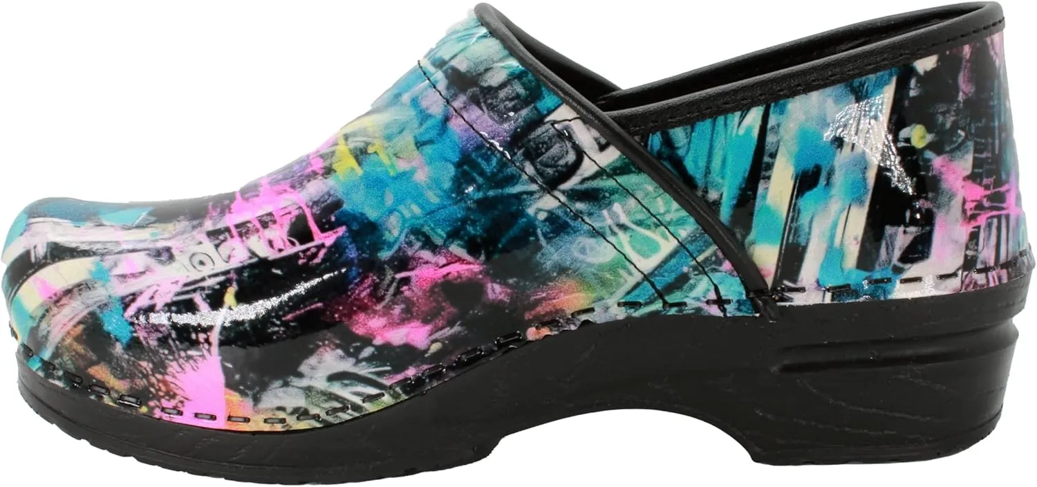 BJORK Swedish Comfort Women's Professional Printed Leather Clogs