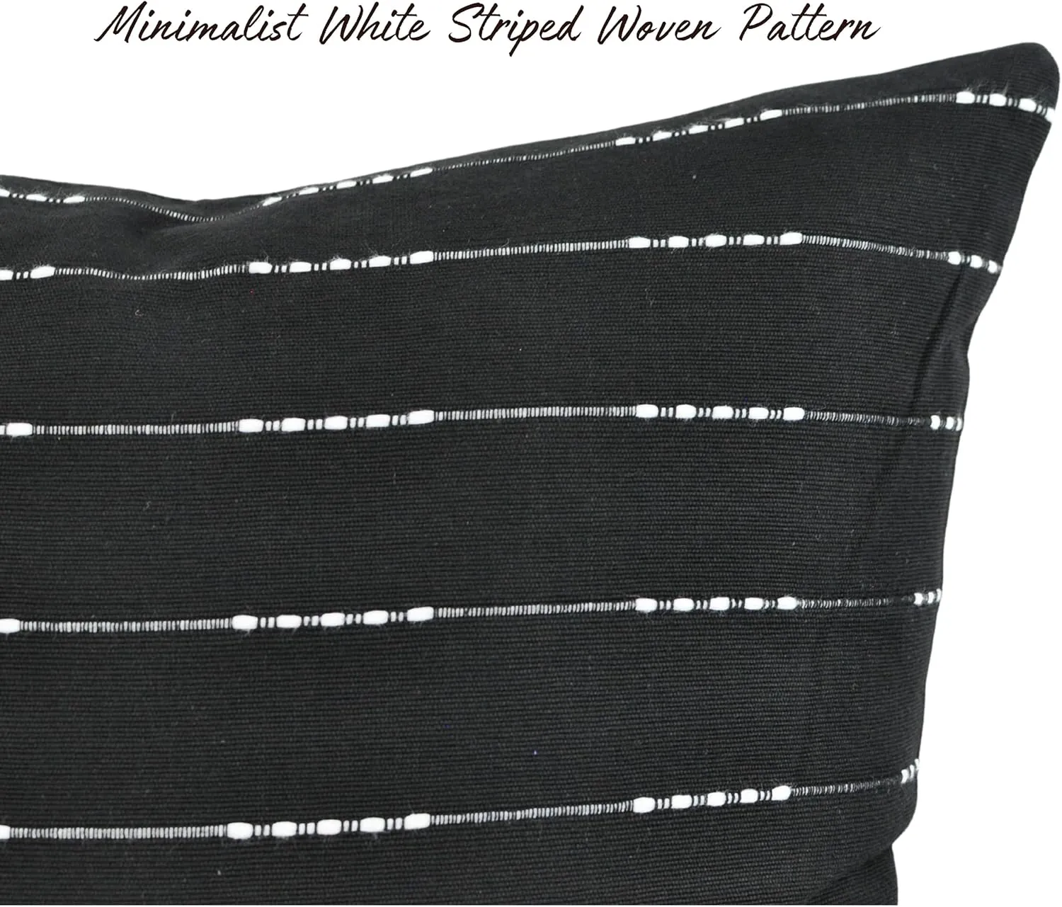 Black and White Pillow Covers 18x18 Modern Style Cotton Woven Striped Geometric Pattern Contemporary Cushion Covers Simple Throw Pillow Cases for Living Room Sofa Couch Bed Set of 2