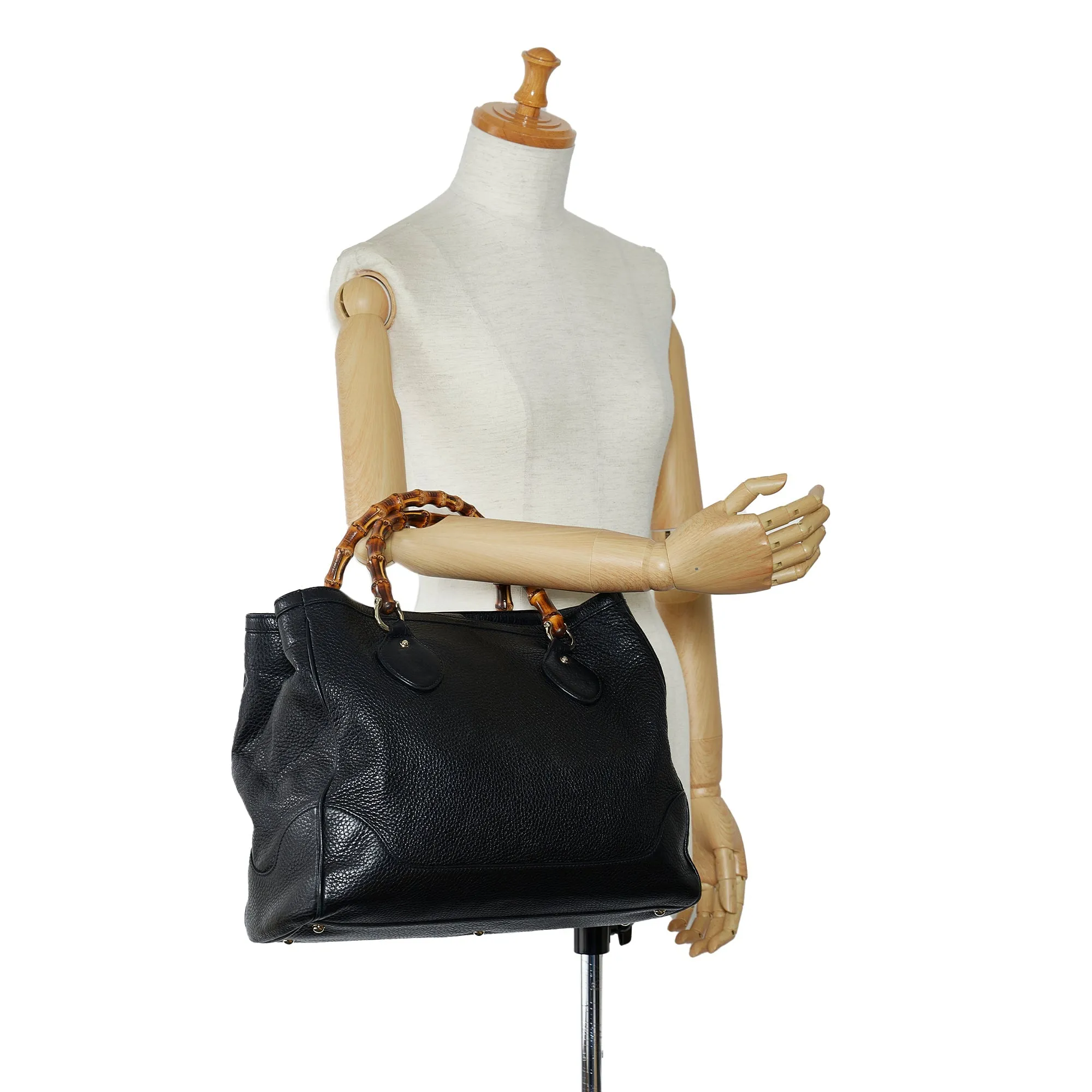 Black Gucci Medium Bamboo Diana Tote
