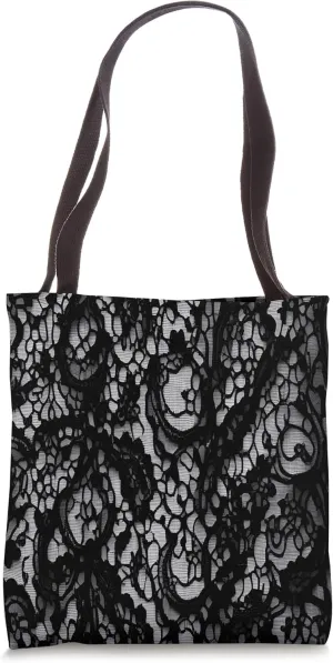 Black Lace Vintage Pattern Tote Bag