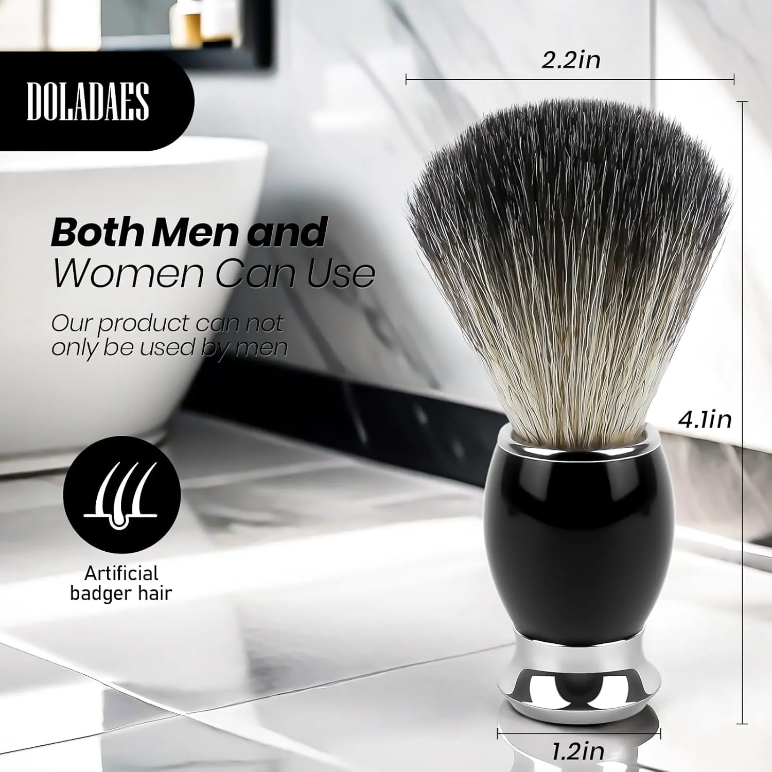 black Shaving Brush for Men, Shave Brush Soft and Dense, Stainless Steel Handle,Ultra-Strong Nut Structure, Minimal Shedding, Fast Lather, The best shave of your life!