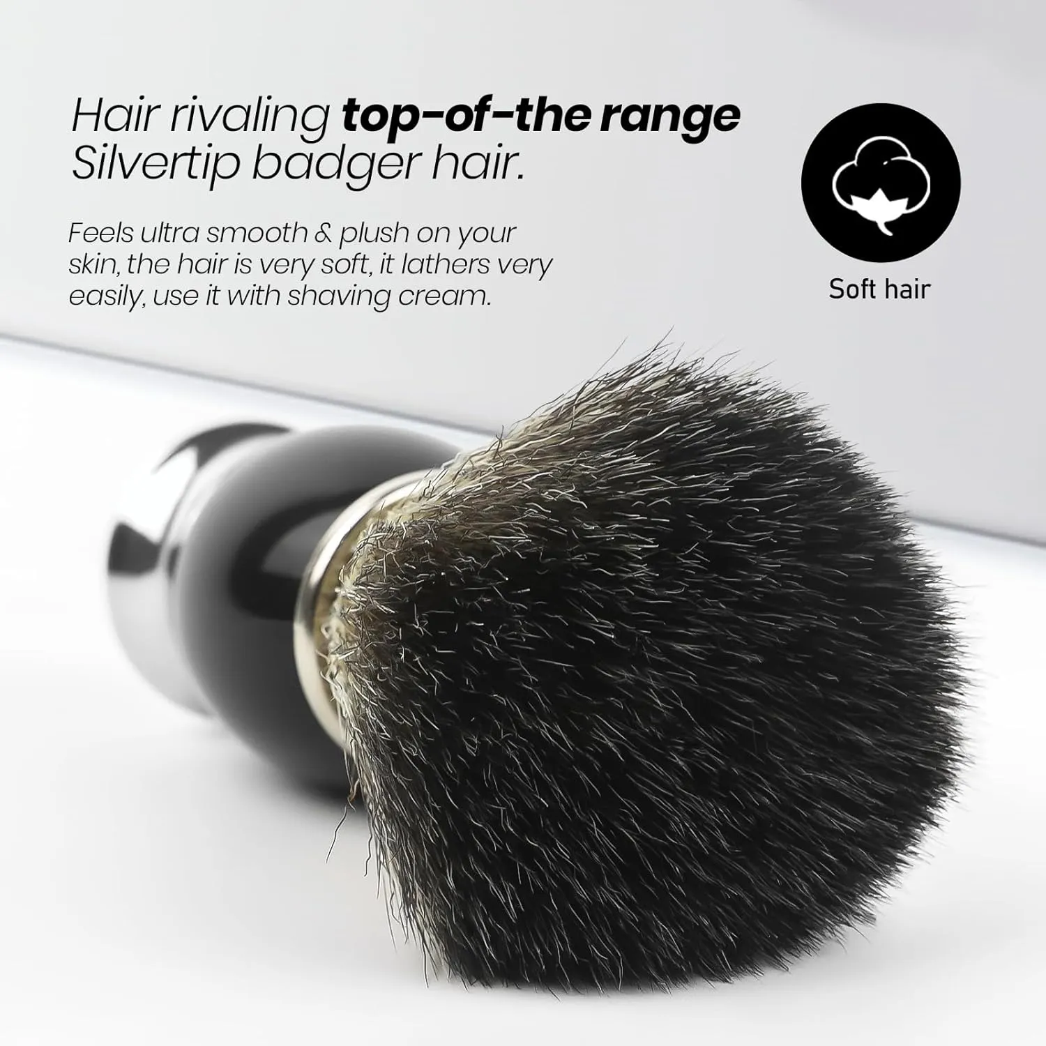 black Shaving Brush for Men, Shave Brush Soft and Dense, Stainless Steel Handle,Ultra-Strong Nut Structure, Minimal Shedding, Fast Lather, The best shave of your life!
