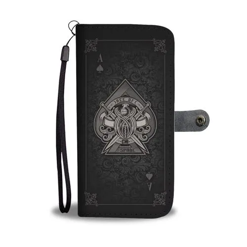 Black Spades Wallet Phone Case with RFID Protect