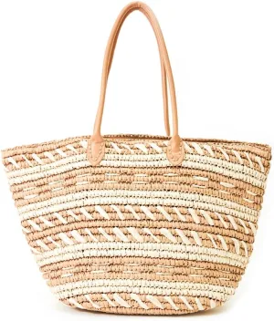 Blank Slate Straw Weave Fashion Tote Bag - Luxury Vegan Woven Shoulder Bag - Versatile for Vacation, Weekend, Beach, and More