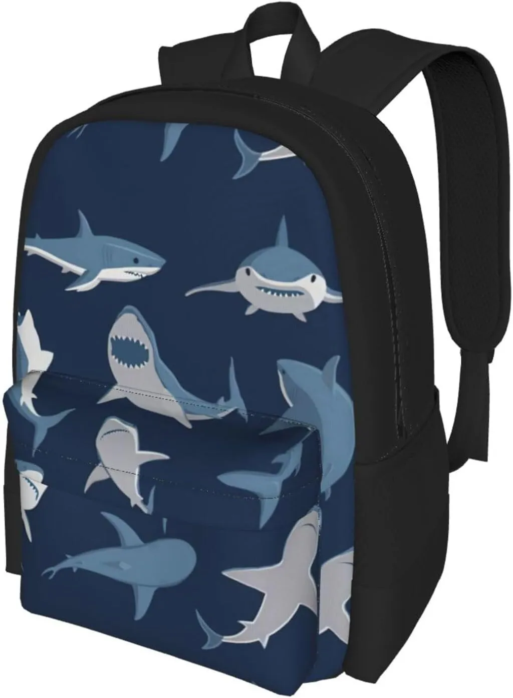 Blue Cartoon Shark Print Storage Bag, Shoulder Bag, Leisure Bag, Large Capacity Leisure Travel Shoulder Bag
