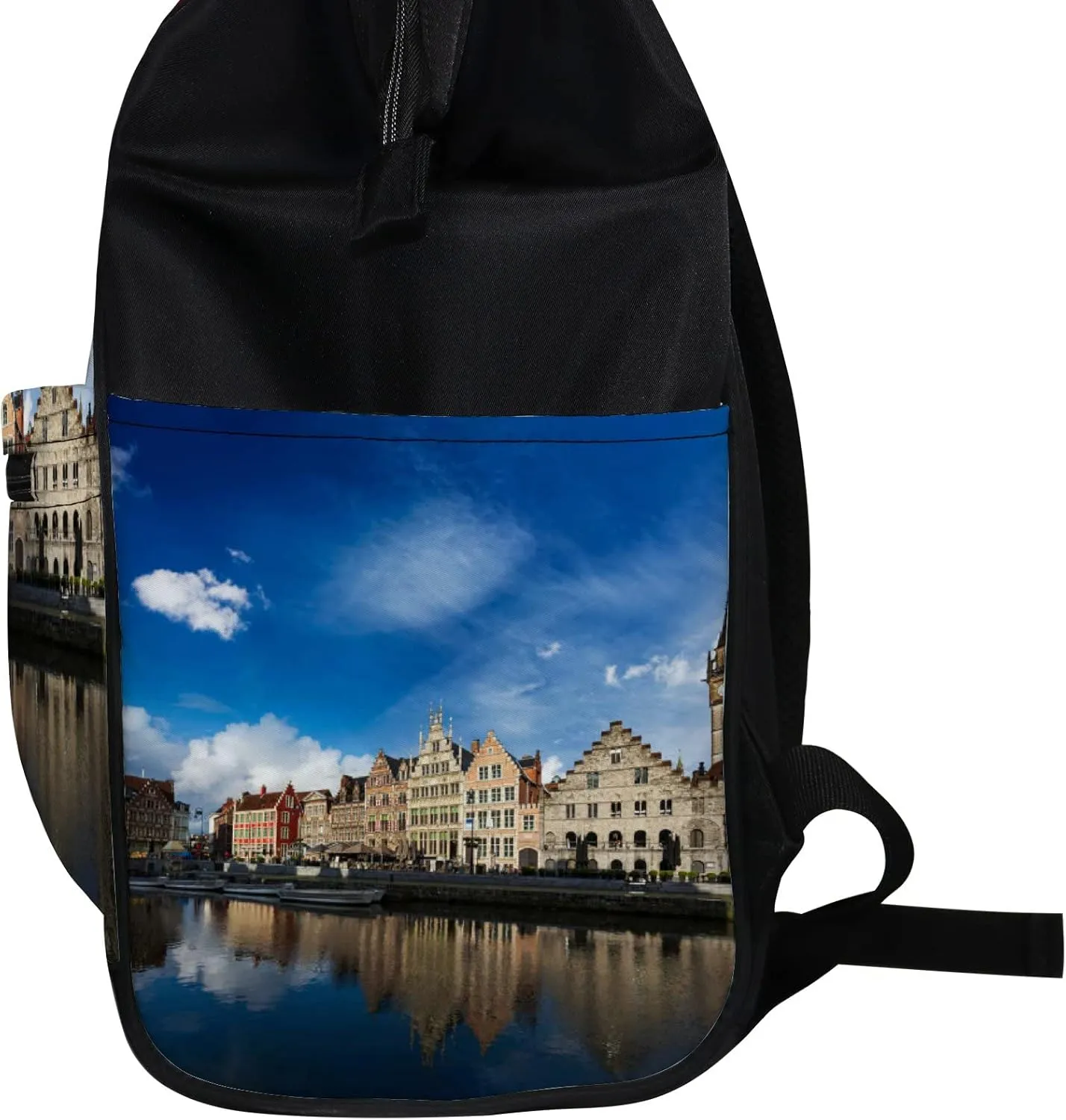 Blue Europe Belgium Medieval Town Diaper Bag Backpack, waterproof backpack Baby Nappy Changing Bags Laptop Backpack for Travel, Large Capacity, Durable and Stylish for Woman and Men.