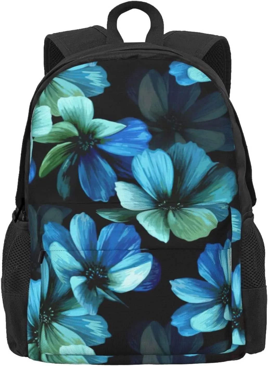 Blue Flower Print Storage Bag, Shoulder Bag, Leisure Bag, Large Capacity Leisure Travel Shoulder Bag