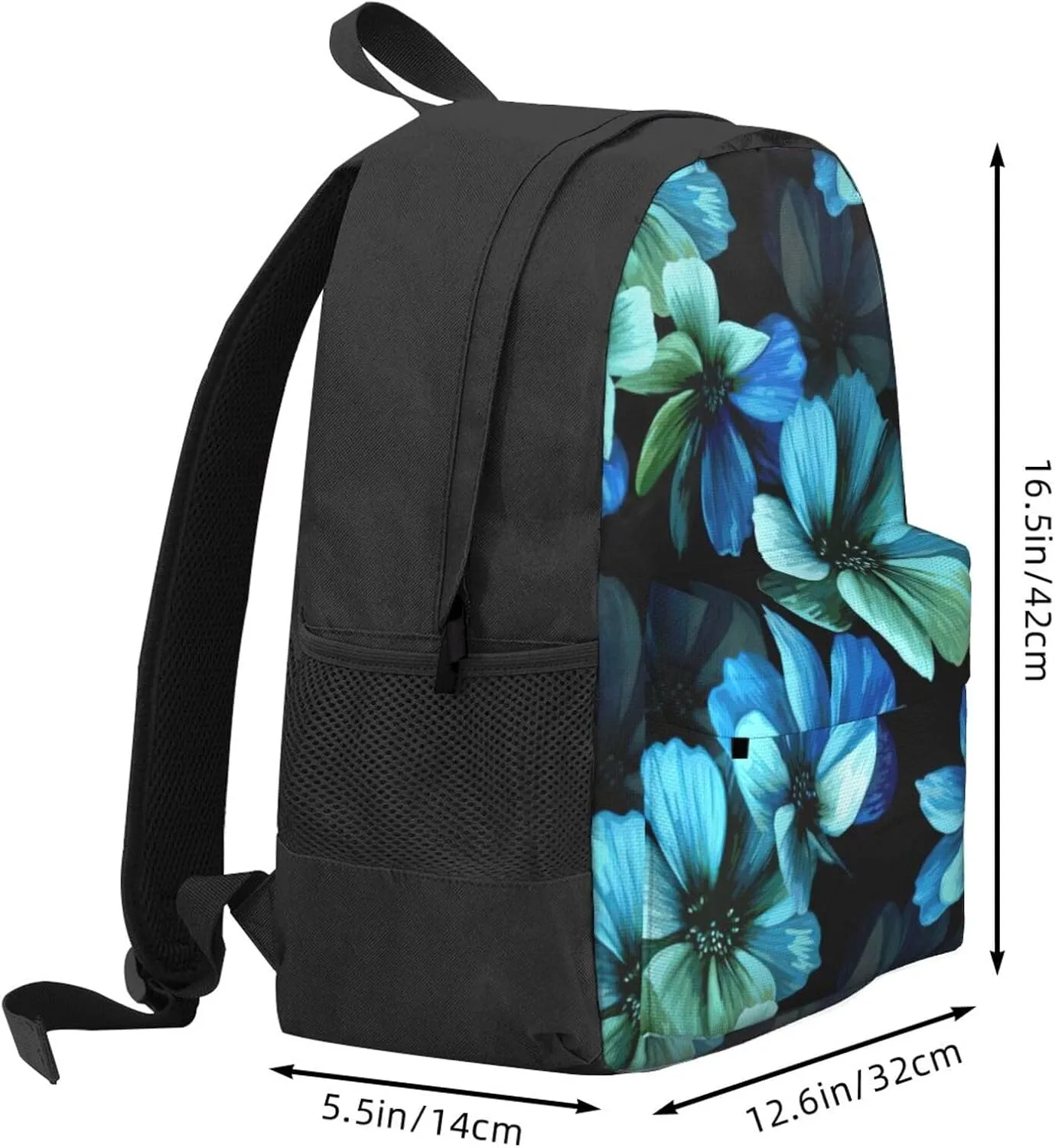 Blue Flower Print Storage Bag, Shoulder Bag, Leisure Bag, Large Capacity Leisure Travel Shoulder Bag