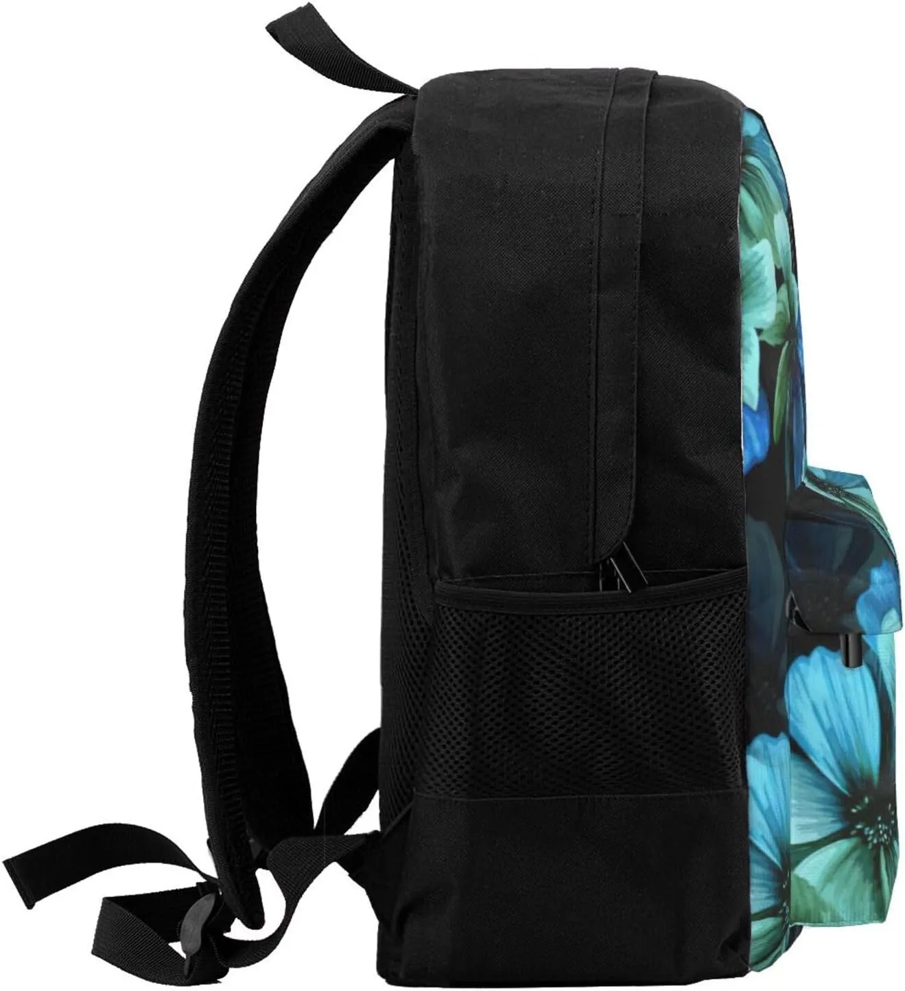 Blue Flower Print Storage Bag, Shoulder Bag, Leisure Bag, Large Capacity Leisure Travel Shoulder Bag