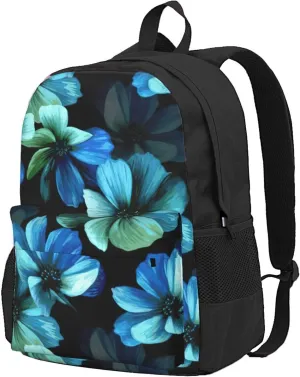 Blue Flower Print Storage Bag, Shoulder Bag, Leisure Bag, Large Capacity Leisure Travel Shoulder Bag