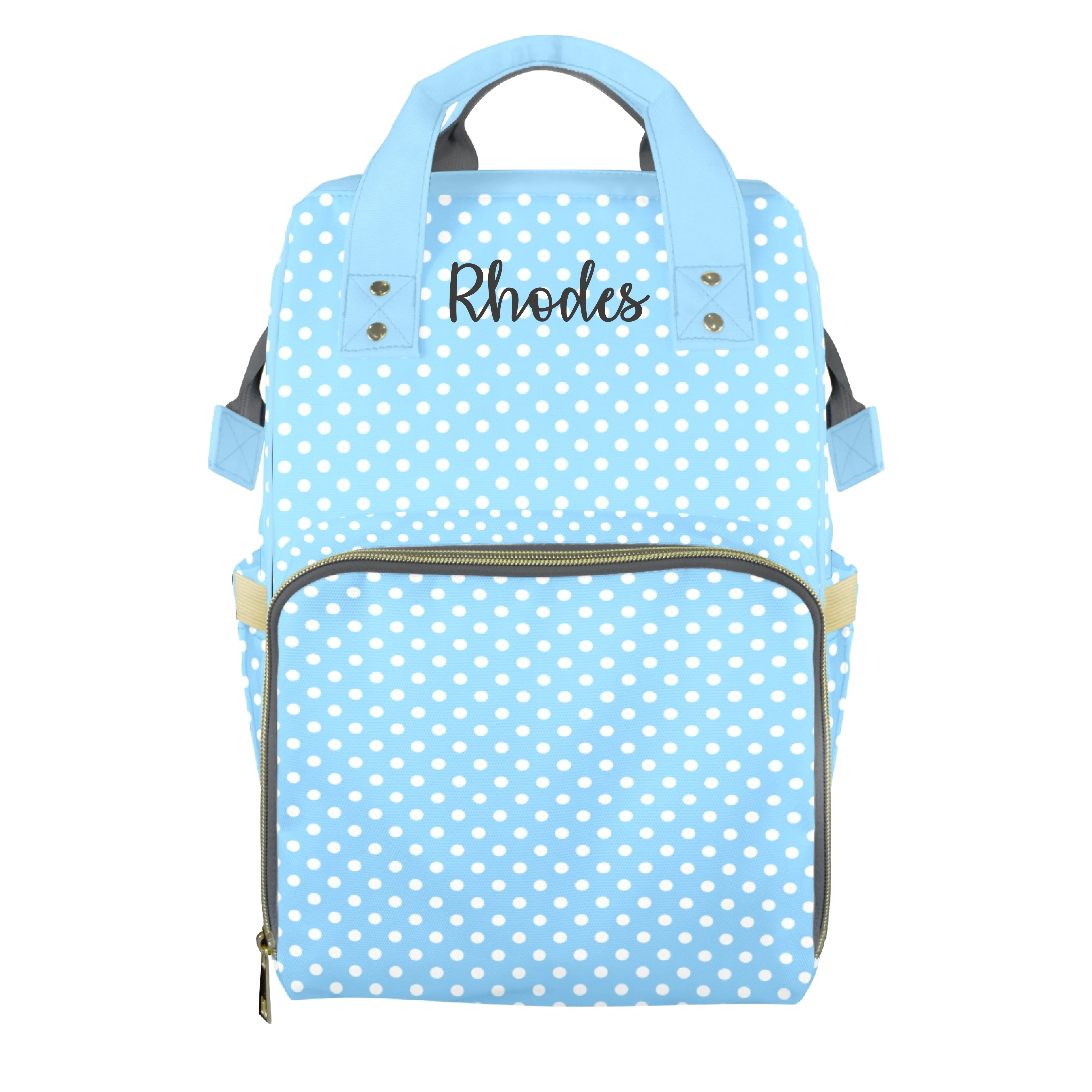 Blue Polkadots Customizable Diaper Bag