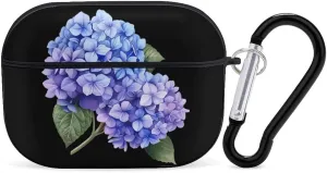 Blue Purple Hydrangea Flower Funny Hard Case Compatible with Airpods Pro Earbuds Headset Cover Protective Storage Bag for Men Women