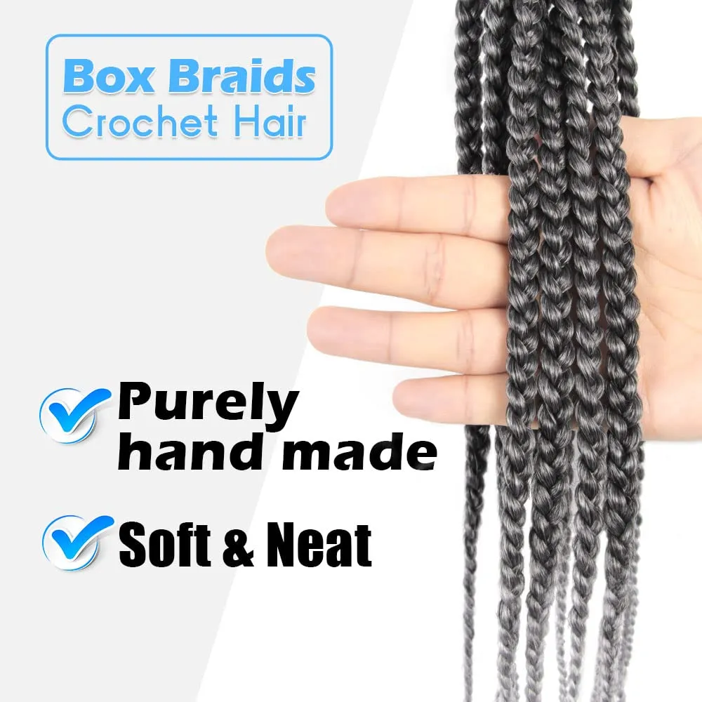 BOHOBABE Ombre Gray Box Braids Crochet Hair 8 Inch 8 Packs Short Prelooped Grey Crochet Box Braiding Hair (TGrey)