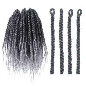 BOHOBABE Ombre Gray Box Braids Crochet Hair 8 Inch 8 Packs Short Prelooped Grey Crochet Box Braiding Hair (TGrey)