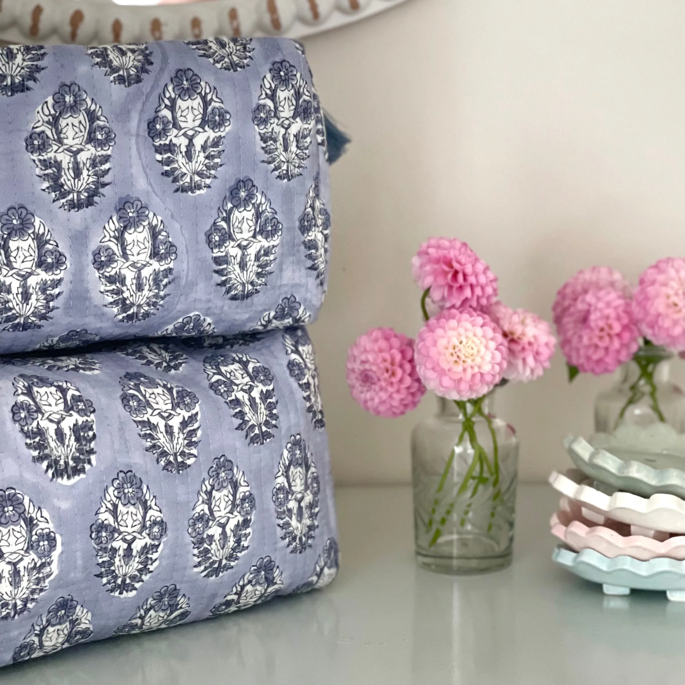 Boota Handblock Quilted Washbag - Nightfall