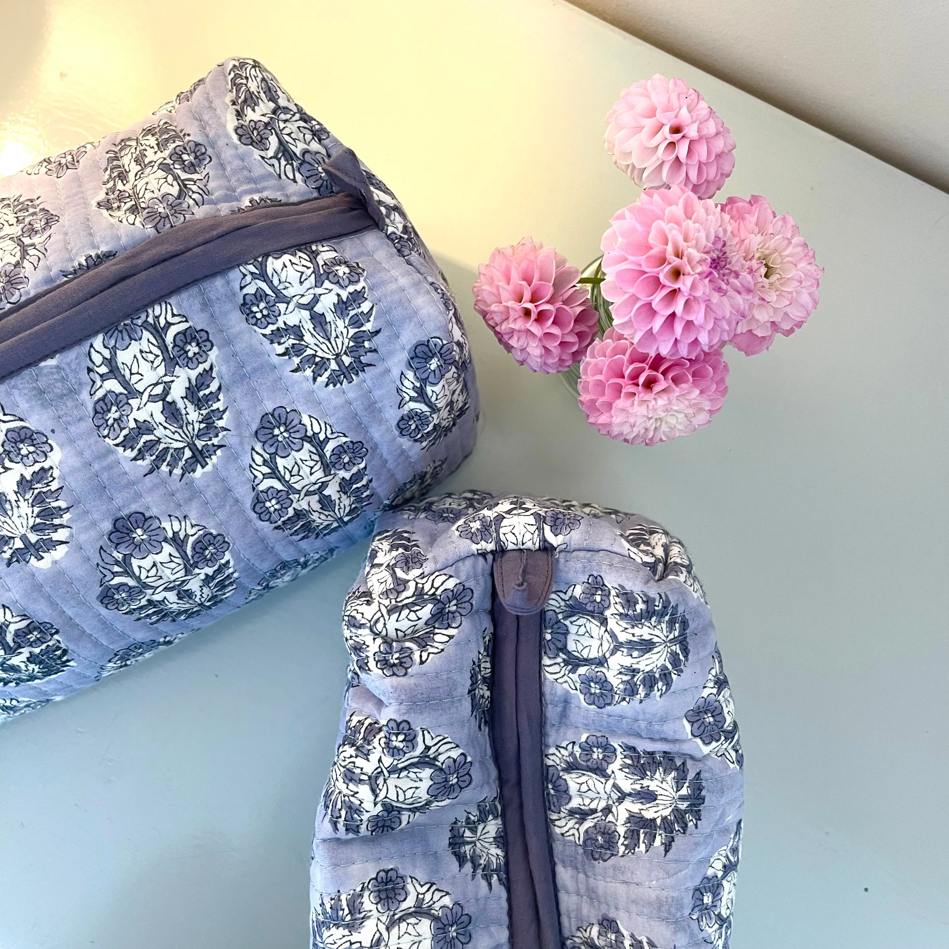 Boota Handblock Quilted Washbag - Nightfall