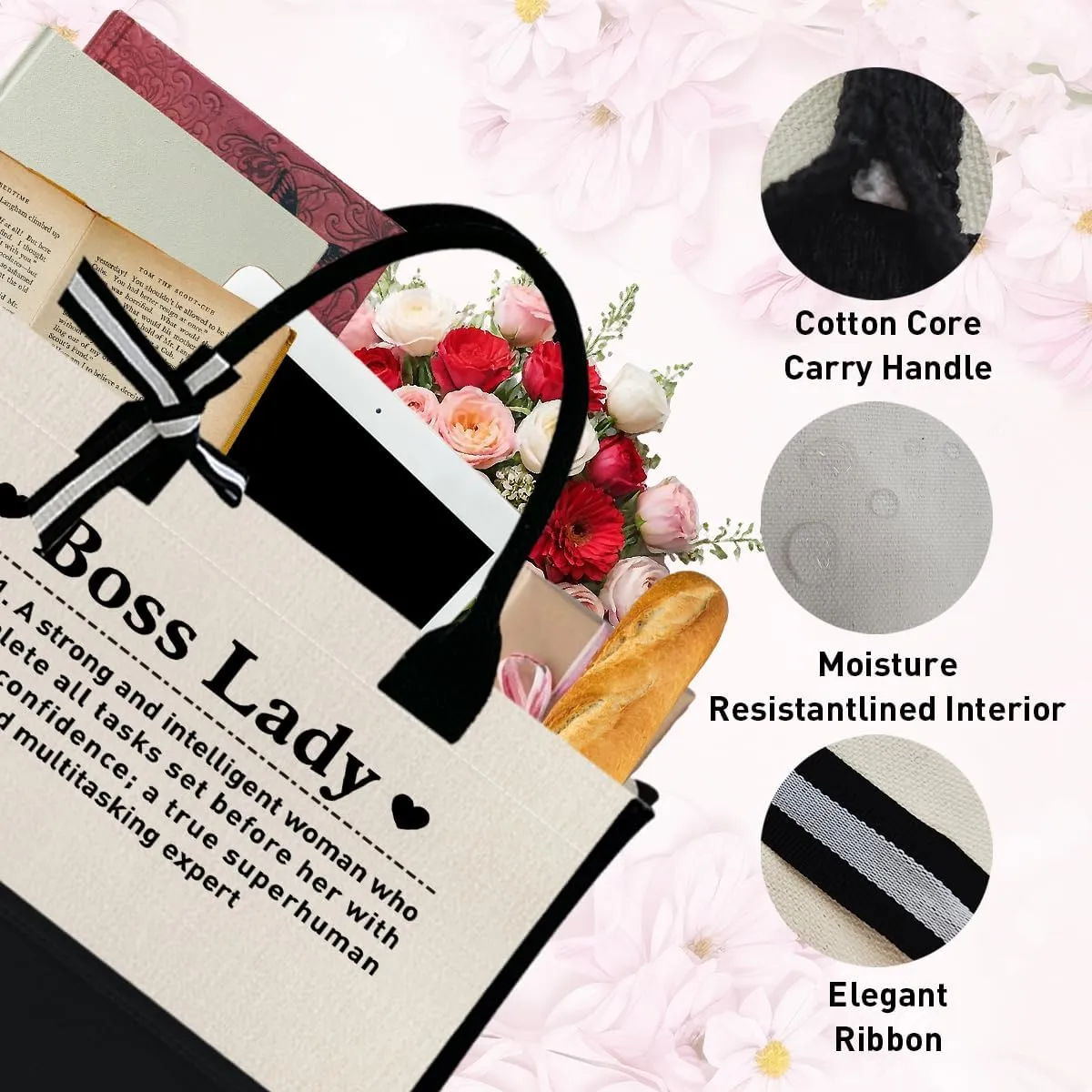 Boss Lady Tote Bags - Gifts for Women, Female Manager, Leader Birthday, Work Tote Bags