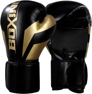 Boxing Gloves – Professional Gear, Training Gloves | Leather Punching Mitts, Ventilated Palm Design, Adjustable Wrist Straps for Boxing, Muay Thai, MMA, Kickboxing Workouts
