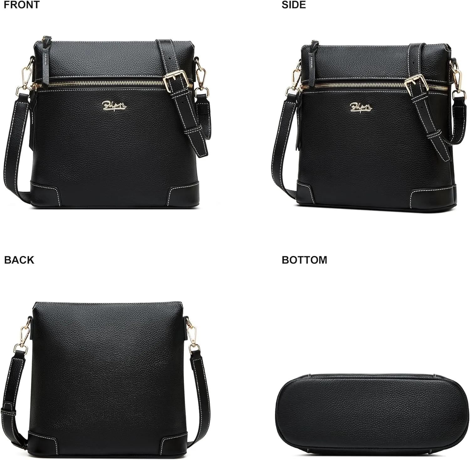 BOYATU Genuine Leather Crossbody Bag Women: Medium Leather Shoulder Purse - Trendy Handbag Travel Adjustable Strap