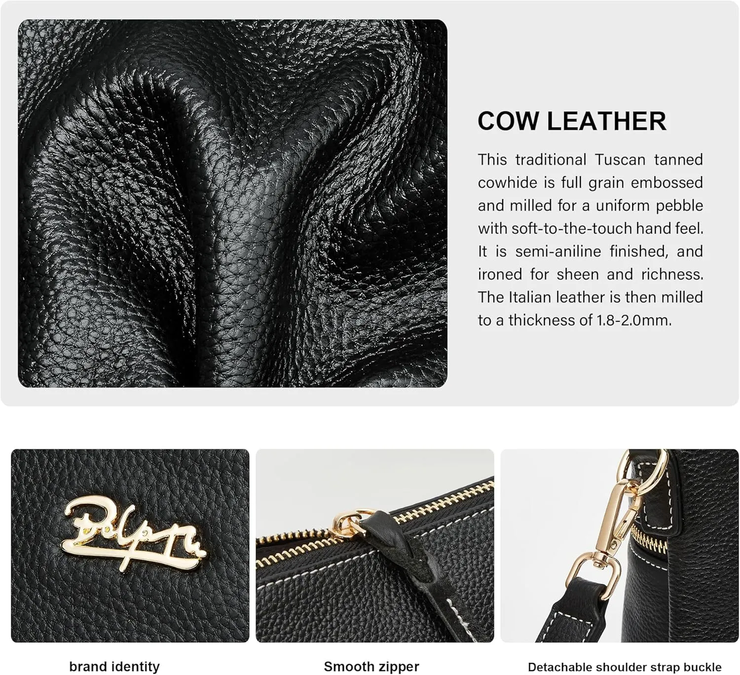 BOYATU Genuine Leather Crossbody Bag Women: Medium Leather Shoulder Purse - Trendy Handbag Travel Adjustable Strap