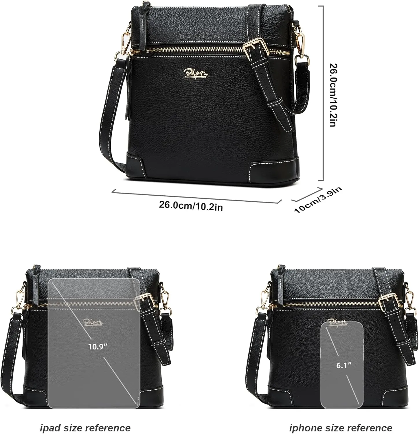 BOYATU Genuine Leather Crossbody Bag Women: Medium Leather Shoulder Purse - Trendy Handbag Travel Adjustable Strap