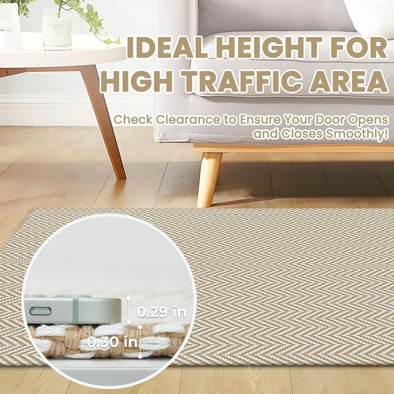 Braided Runner Rug 2x5 Ft Washable Runners for Hallways Kitchen Runner Rug with Rubber Backing Cotton Entryway Runner Indoor, Woven Floor Carpet for Hall Kitchen Bedroom, Beige/White