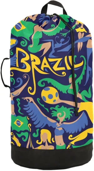 Brazil Carnival Laundry Bag with Shoulder Straps Large Capacity Dirty Clothes Bag for College Dorm Apartment