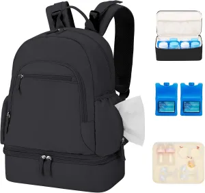 Breast Pump Backpack Fit for Spectra S1/S2 with Removable Cooler Compartment, Breast Pump Bag Fit Pump Accessories for Working & Nursing Moms, Breast Milk Cooler Bag for Travel and Family Use Black