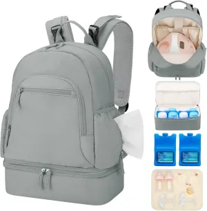 Breast Pump Backpack Fit for Spectra S1/S2 with Removable Cooler Compartment, Breast Pump Bag Fit Pump Accessories for Working & Nursing Moms, Breast Milk Cooler Bag for Travel and Family Use Grey
