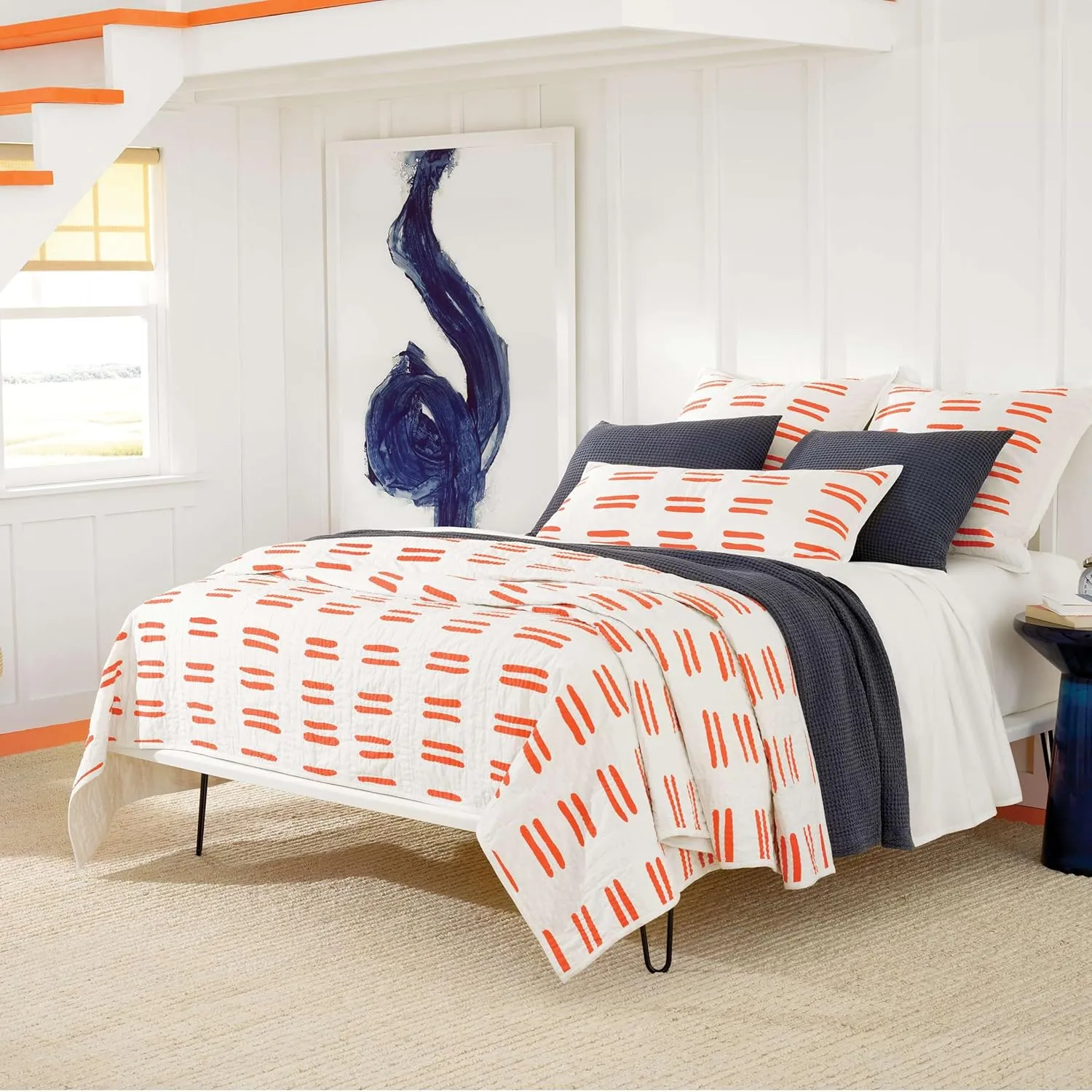 Bubble Blue Matelasse Coverlet, King Size, Blue Solid Pattern