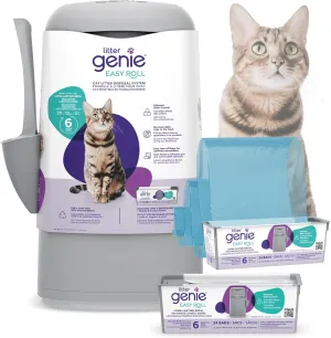 Bundle of Litter Genie Easy Roll Pail & Refill | Cat Litter Box Waste Disposal System for Odor Control with 2 Long Lasting Refills (24 Bags Each)