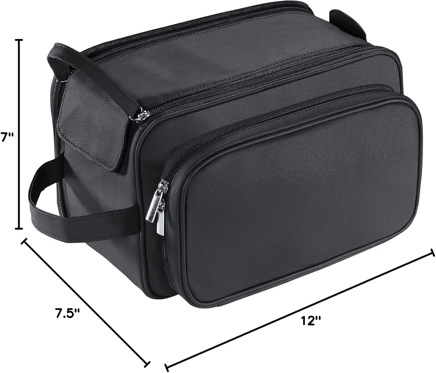 Buruis Extra Large Toiletry Bag for Men, Travel Toiletry Organizer Dopp Kit Water-resistant Shaving Bags, PU Leather Cosmetic Bathroom Shower Bag for Toiletries, Grooming, Accessories (Black)