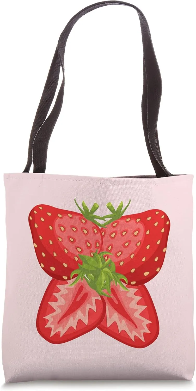 butterfly strawberry Tote Bag