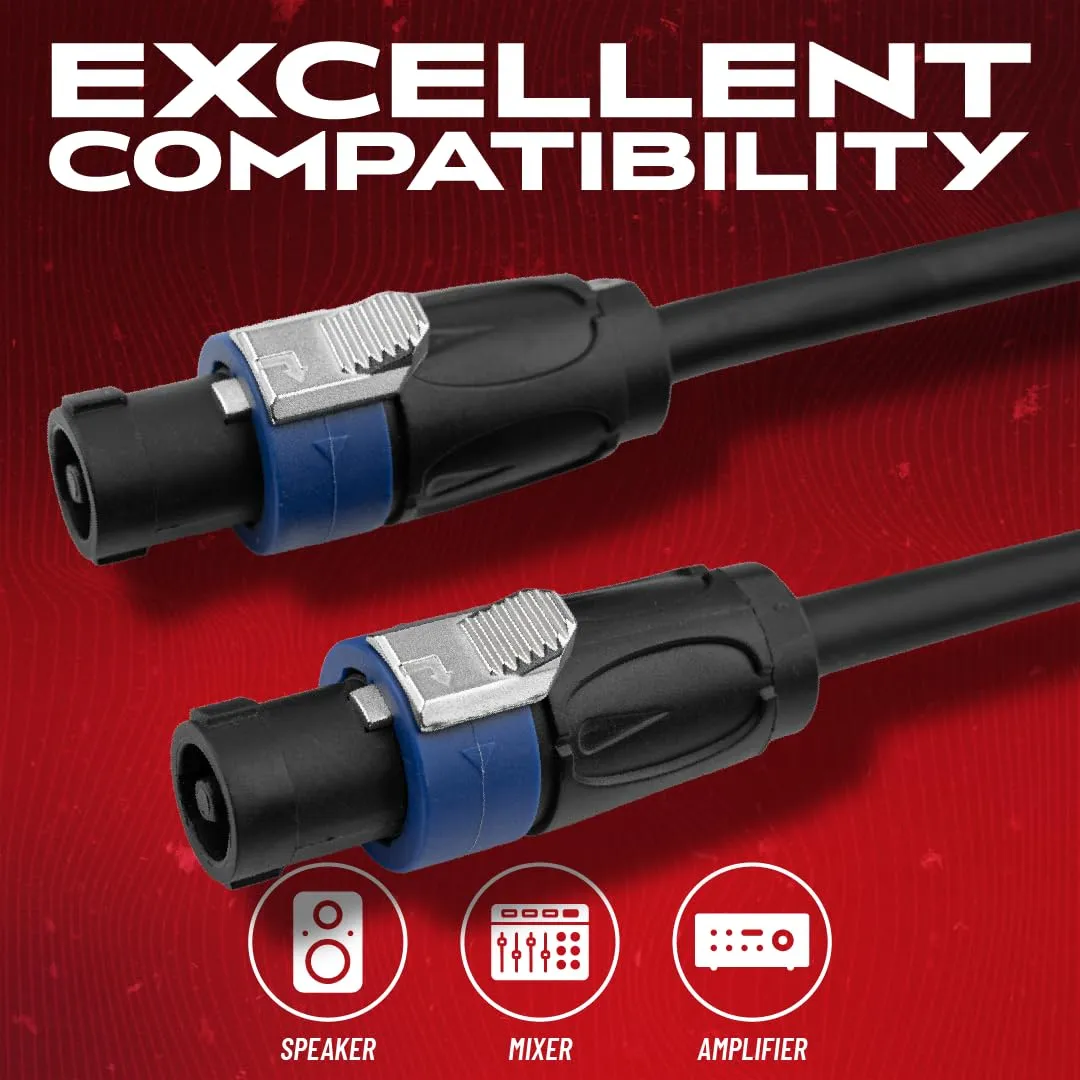 By Gator Cases Composer Series Deluxe 6 Foot Twist Lock Connector to Twist Lock Connector Speaker Cable, (GCWC-SPK-06-2TL)