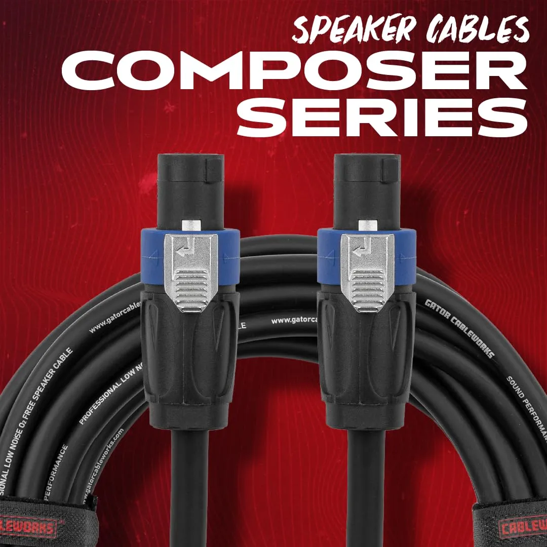 By Gator Cases Composer Series Deluxe 6 Foot Twist Lock Connector to Twist Lock Connector Speaker Cable, (GCWC-SPK-06-2TL)