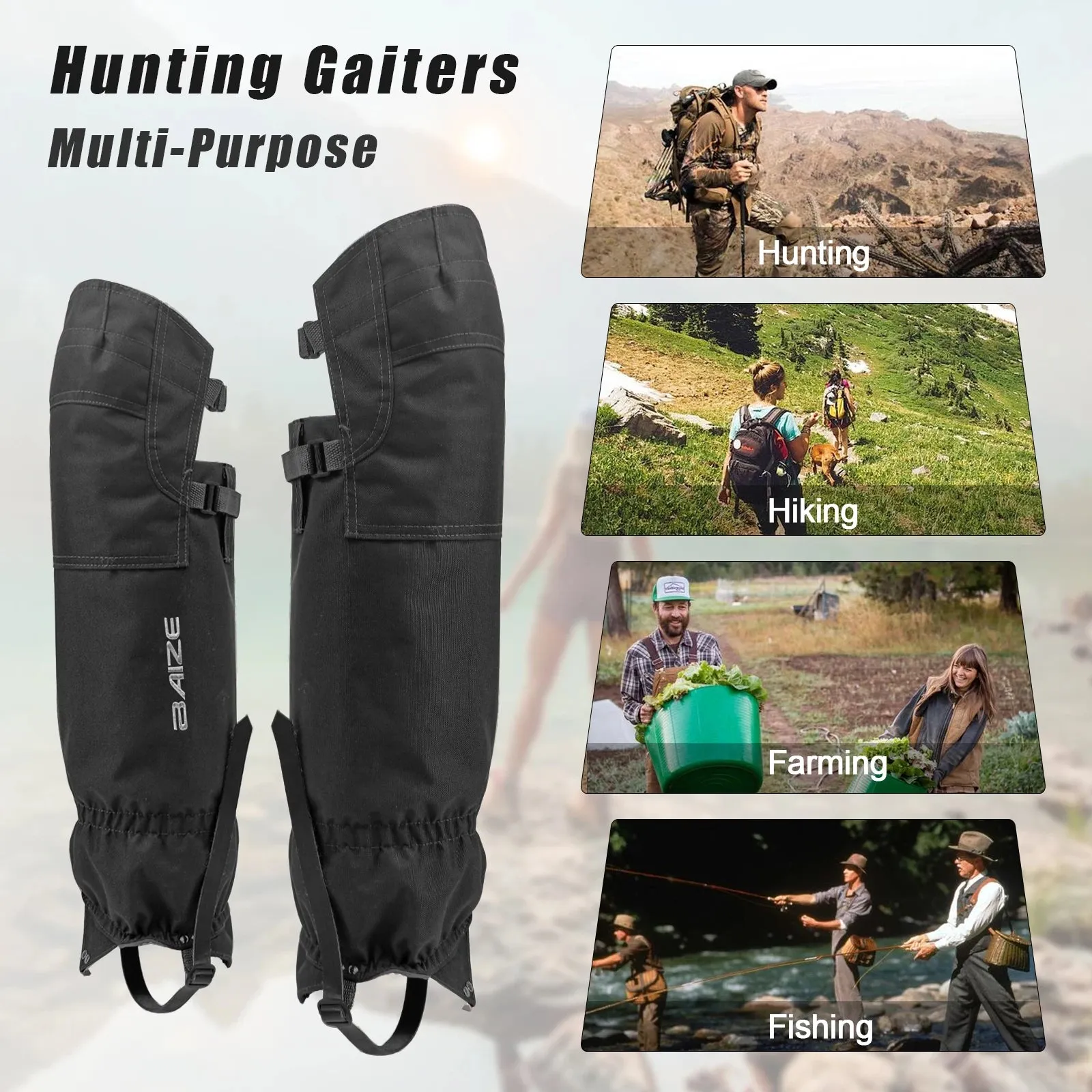 BZTAC Tactical Hunting Leg Gaiters – Waterproof High Knee Protection for Outdoor Hiking