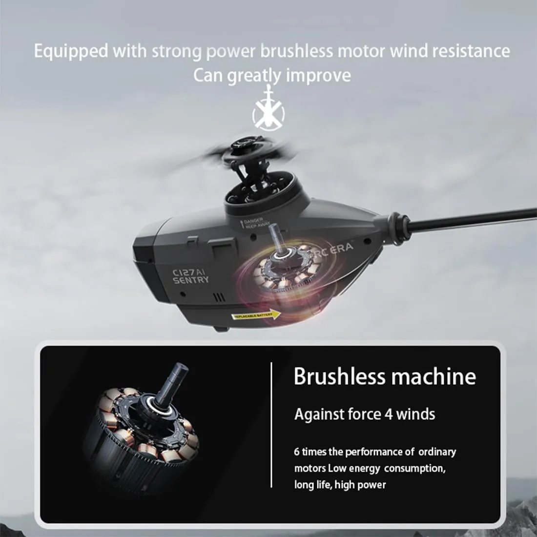 C127AI Scout RC Helicopter with 1080P Camera,2.4G 4CH Remote Control Helicopter with 6-Axis Gyro One Key Take Off/Landing Optical Flow Positioning Indoor Outdoor RC Aircraft for Adults (2 Batteries)