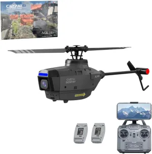 C127AI Scout RC Helicopter with 1080P Camera,2.4G 4CH Remote Control Helicopter with 6-Axis Gyro One Key Take Off/Landing Optical Flow Positioning Indoor Outdoor RC Aircraft for Adults (2 Batteries)