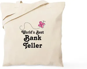 CafePress Bank Teller (Worlds Best) Tote Bag Reusable Natural Beige Canvas Shopping Bag