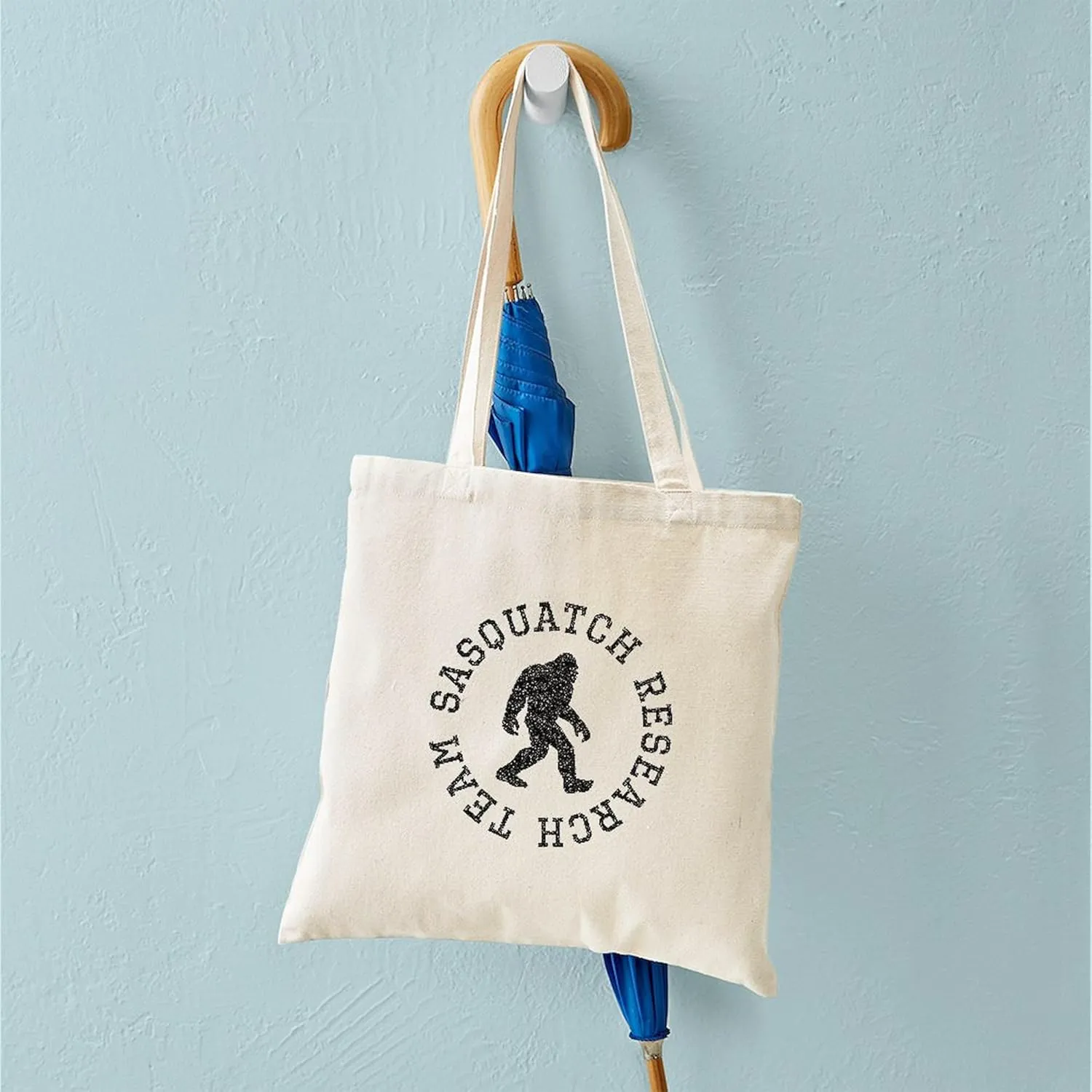 CafePress Sasquatch Research Team (Distressed) Tote Bag Reusable Natural Beige Canvas Shopping Bag