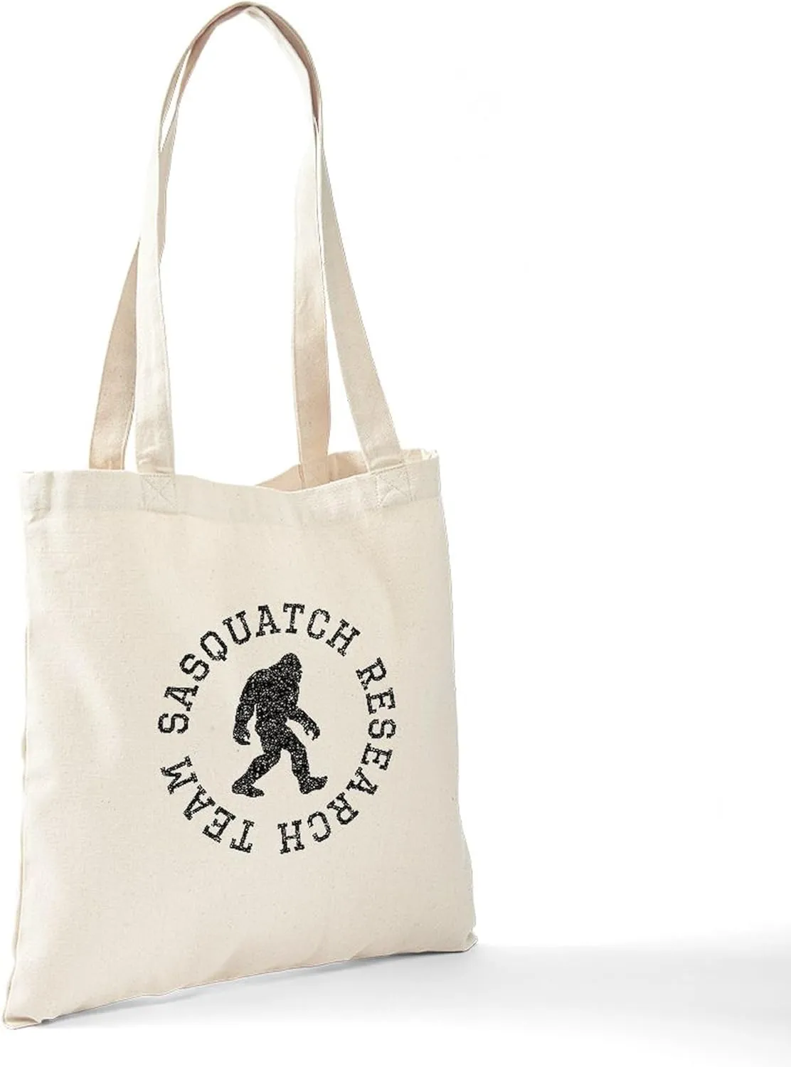 CafePress Sasquatch Research Team (Distressed) Tote Bag Reusable Natural Beige Canvas Shopping Bag