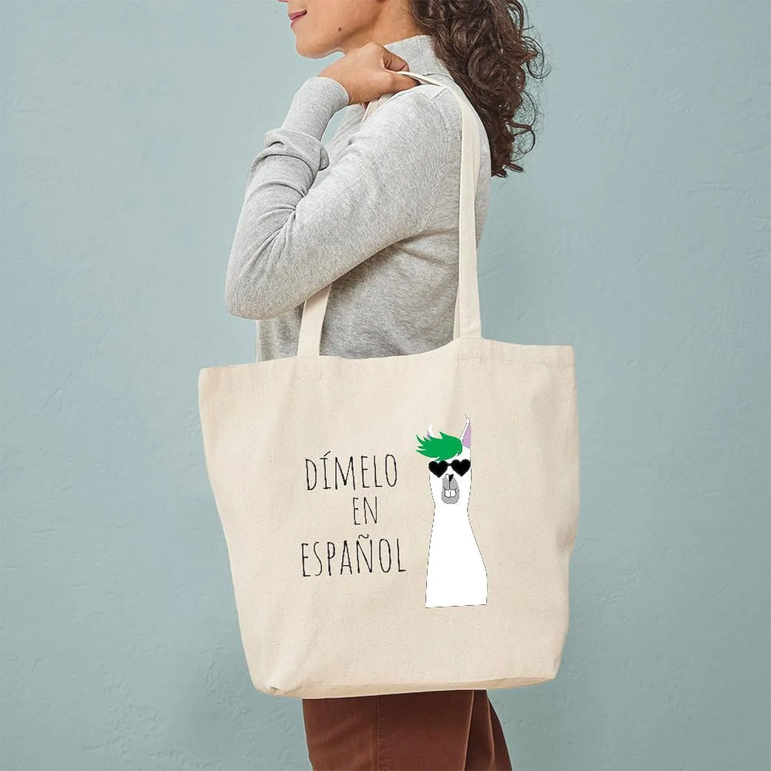 CafePress Spanish Teacher Gift DíMelo En Espa& Tote Bag Reusable Natural Beige Canvas Shopping Bag