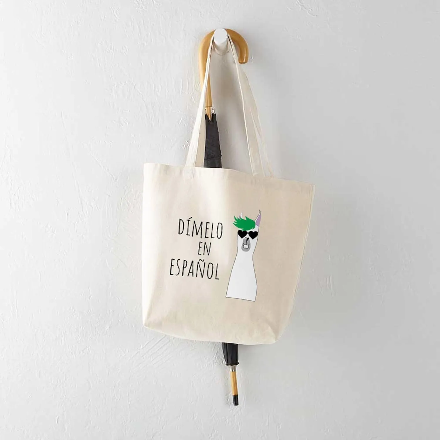 CafePress Spanish Teacher Gift DíMelo En Espa& Tote Bag Reusable Natural Beige Canvas Shopping Bag