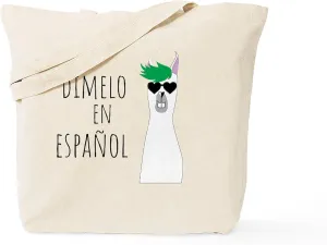 CafePress Spanish Teacher Gift DíMelo En Espa& Tote Bag Reusable Natural Beige Canvas Shopping Bag
