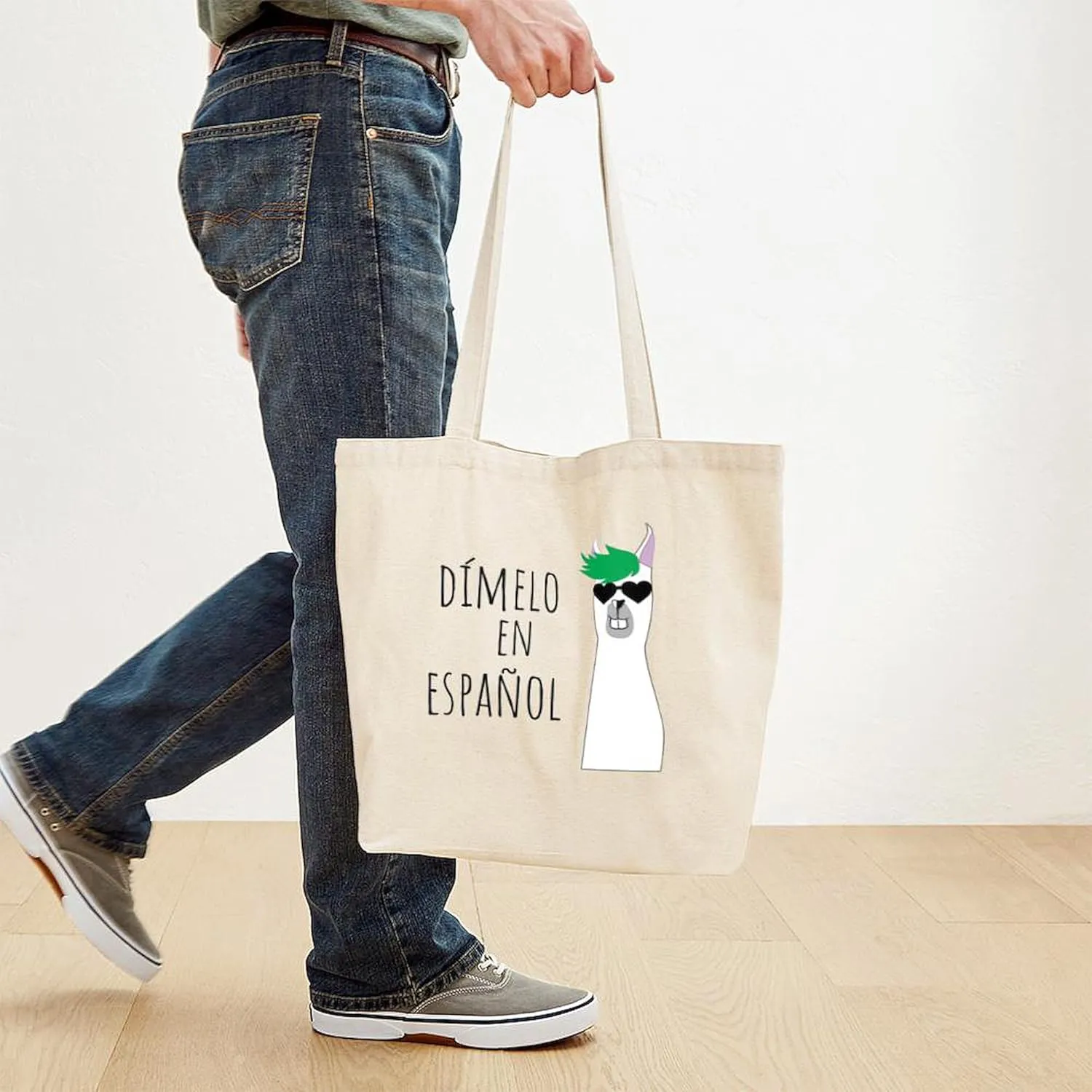 CafePress Spanish Teacher Gift DíMelo En Espa& Tote Bag Reusable Natural Beige Canvas Shopping Bag