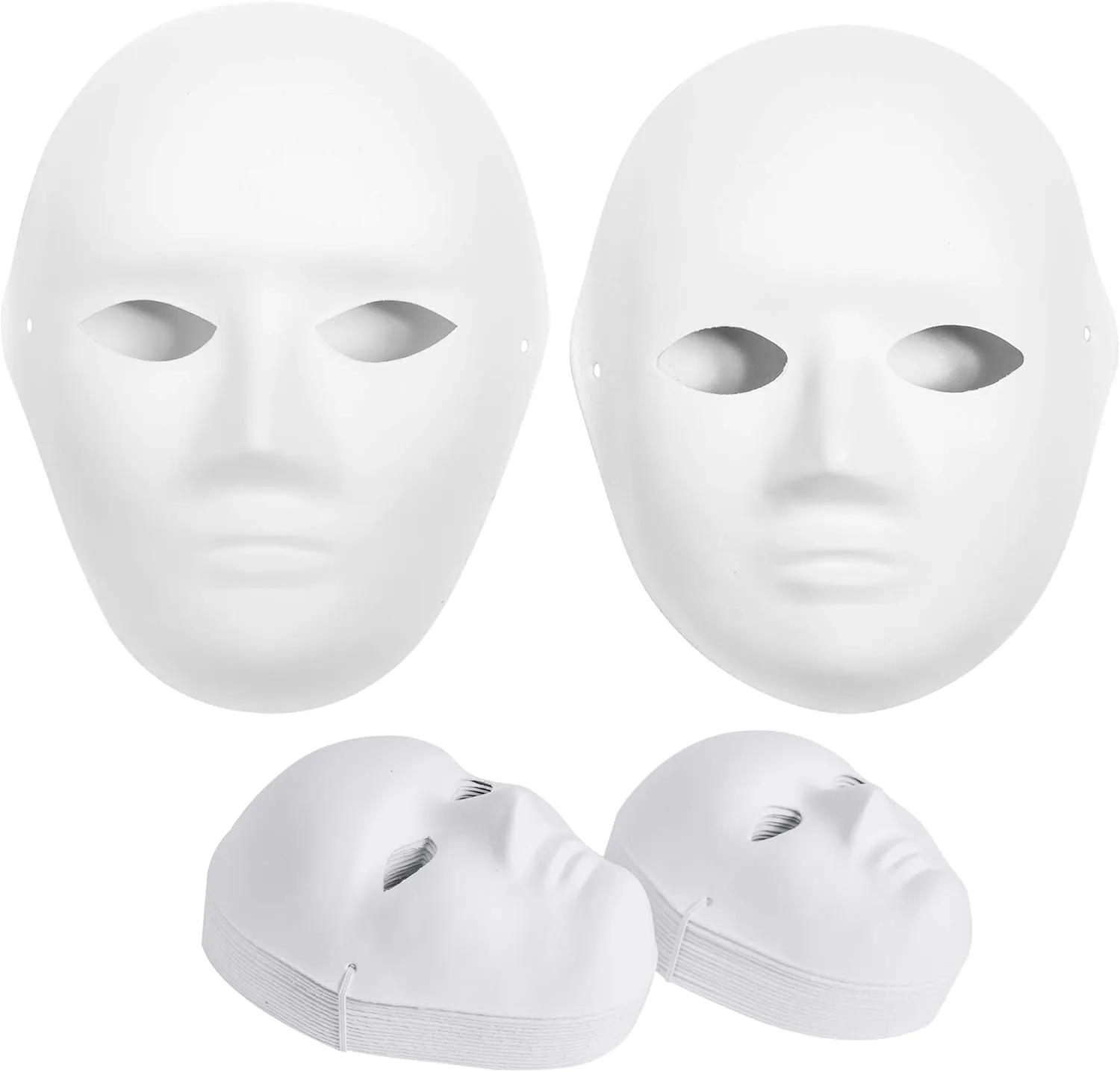 CALPALMY 14&30 Packs Paper Mache Mask - 2 Sizes for Artistic Projects, Theater, Halloween, Masquerade Parties, Classroom Art