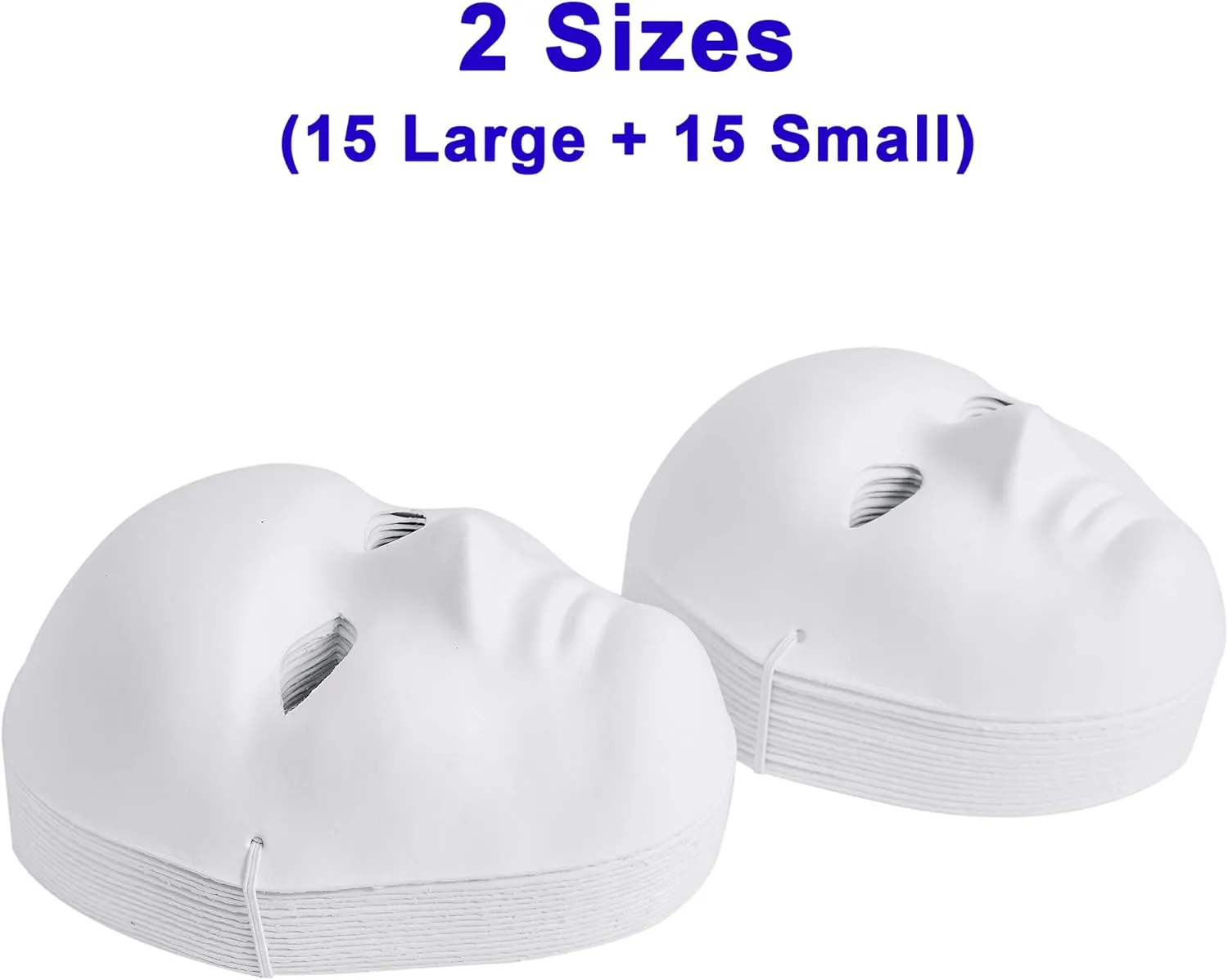 CALPALMY 14&30 Packs Paper Mache Mask - 2 Sizes for Artistic Projects, Theater, Halloween, Masquerade Parties, Classroom Art
