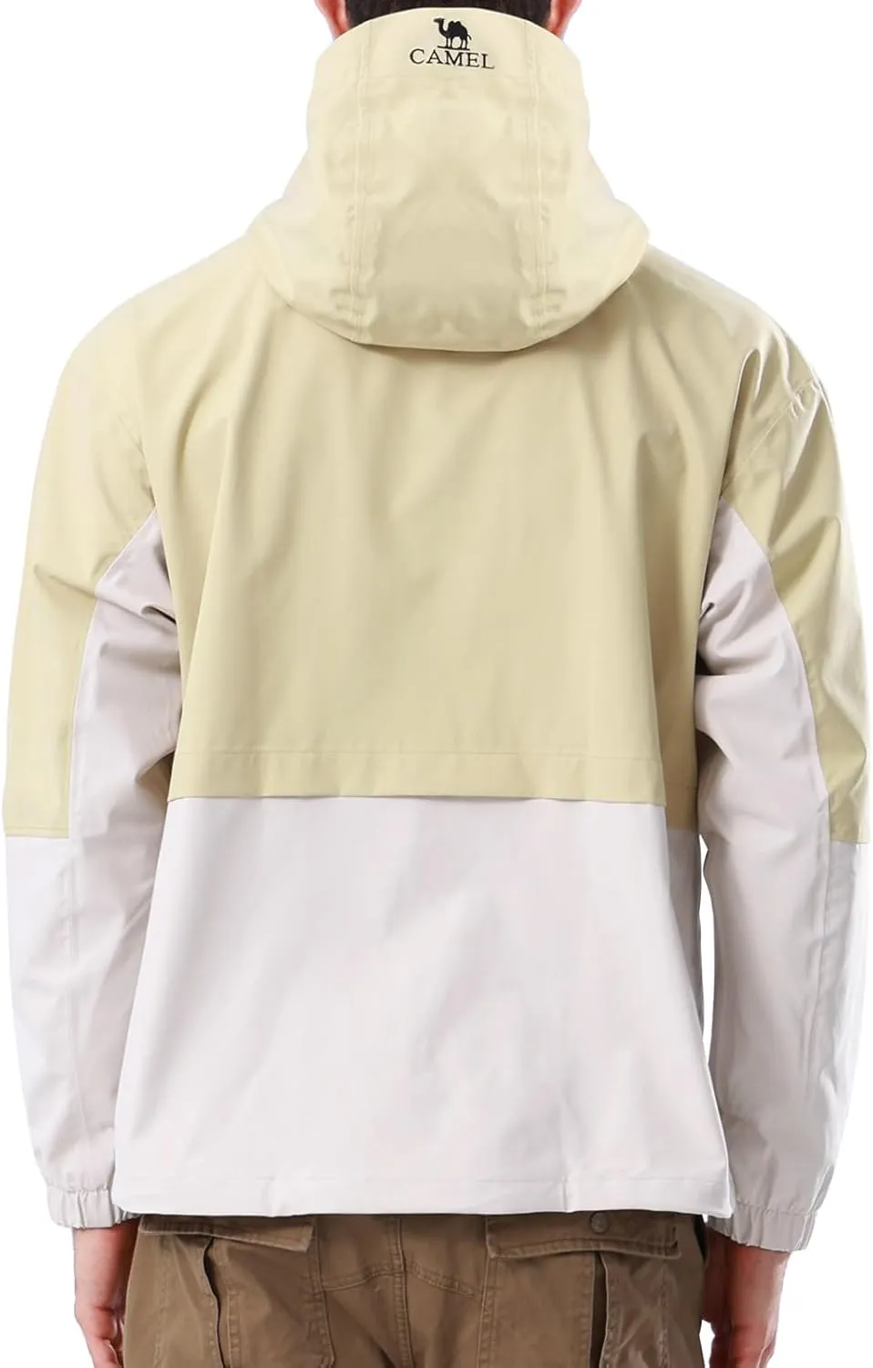 CAMEL Men's Rain Jacket - Lightweight Waterproof Windbreaker Softshell Jacket for Hiking and Travel with Hood