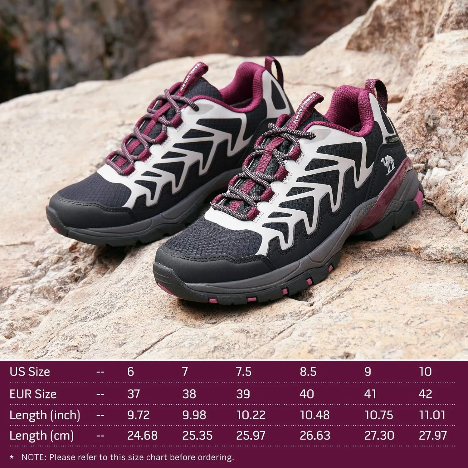 CAMELSPORTS Women's Hiking Shoes Waterproof Lightweight Trail Running Shoes Non-Slip Breathable Outdoor Sneakers for Trekking Walking