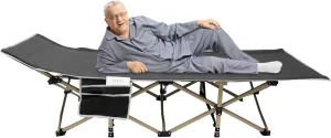 Camping Cot, Portable Foldable Outdoor Bed for Adults Kids, Outdoor Lightweight Camping Bed Support 617 lbs, Large Outdoor Foldable Travel Cots for Camping Beach Home Nap (Gary)